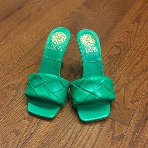 Vince Camuto Emerald Green Quilted Mules